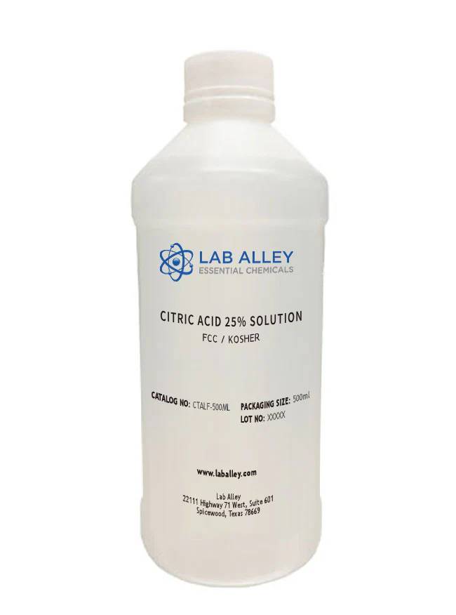 Citric Acid 25% Solution, FCC, Kosher, Halal