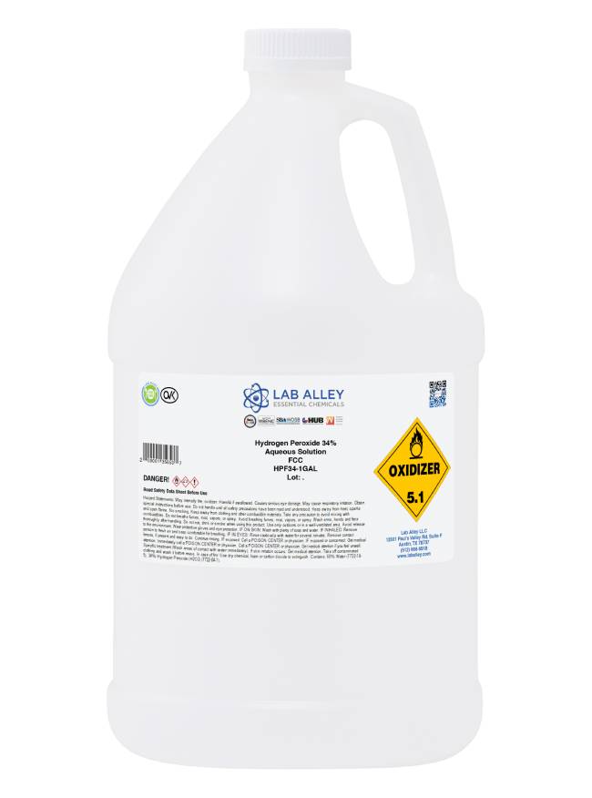 Hydrogen Peroxide 34% Food Grade, Kosher, 1 Gallon