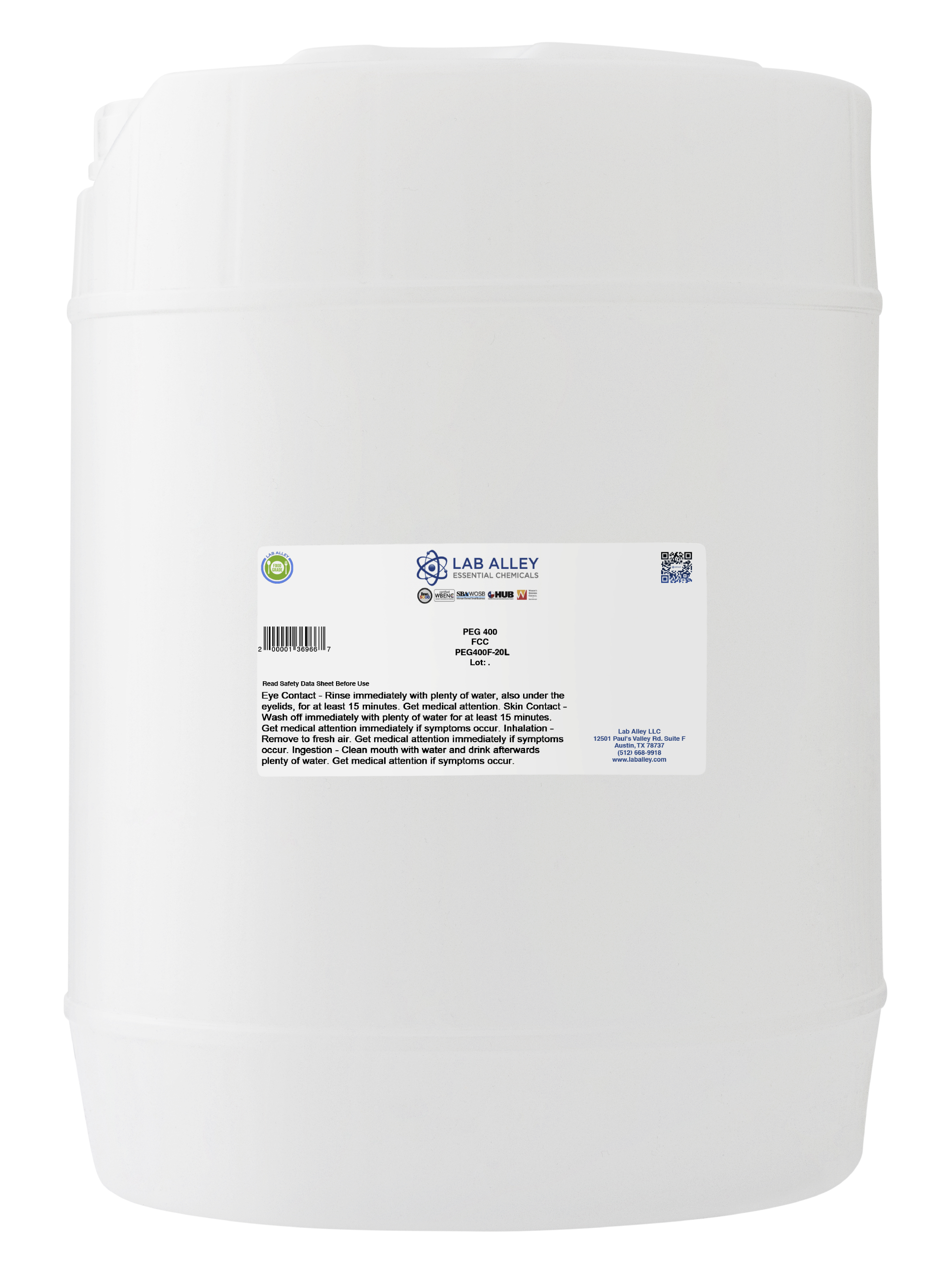 Polyethylene Glycol (PEG) 400 Food Grade (FCC), Halal