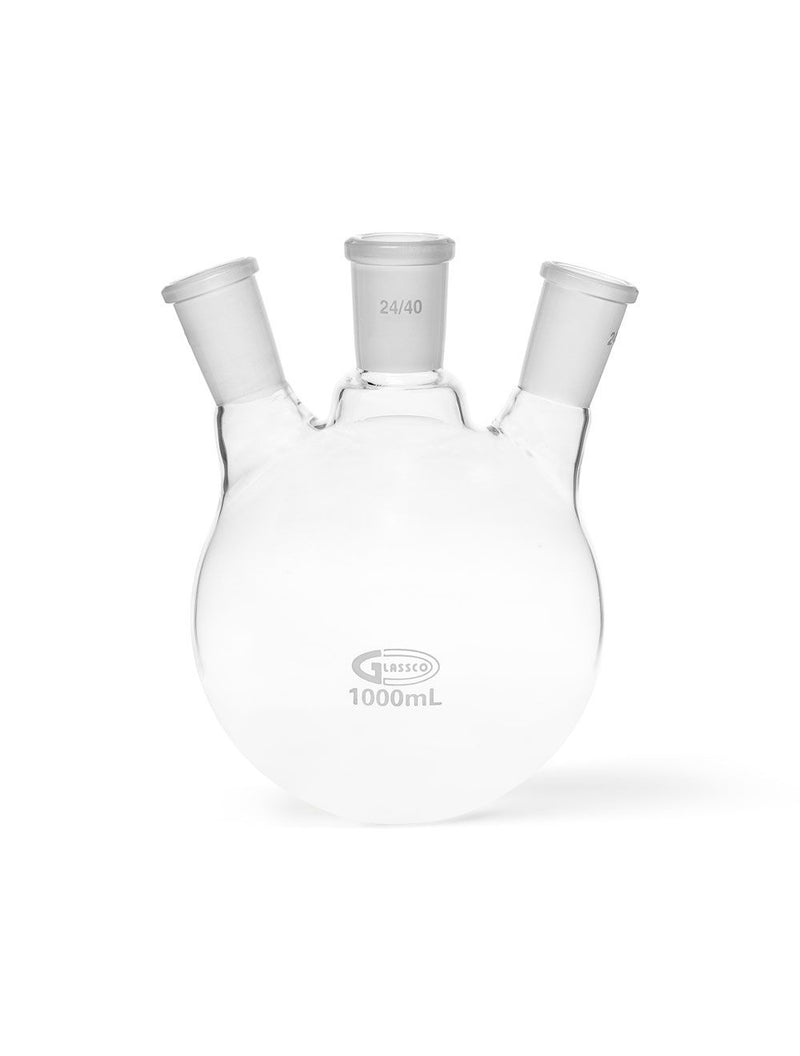 Flasks with Round Bottom, 3-Necked, Angular