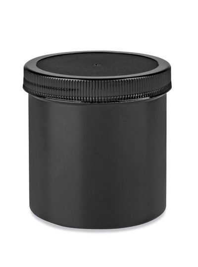 Black Round Wide-Mouth Plastic Jars Bulk Pack