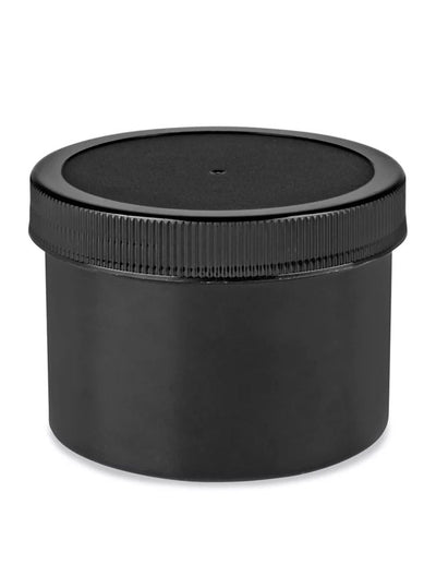 Black Round Wide-Mouth Plastic Jars Bulk Pack