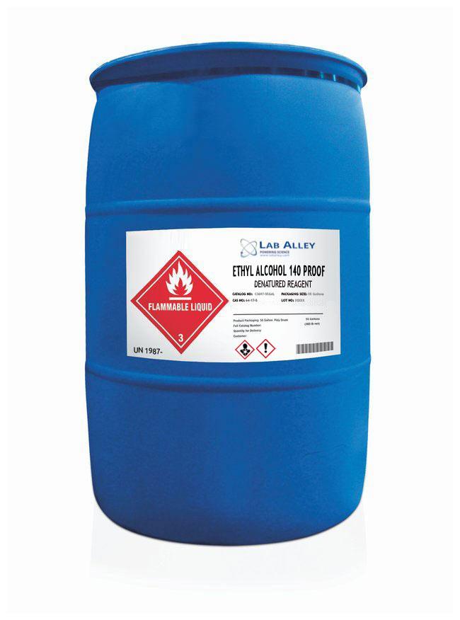 Ethanol 140 Proof (70%) Denatured Alcohol, Kosher, 55 Gallon Drum