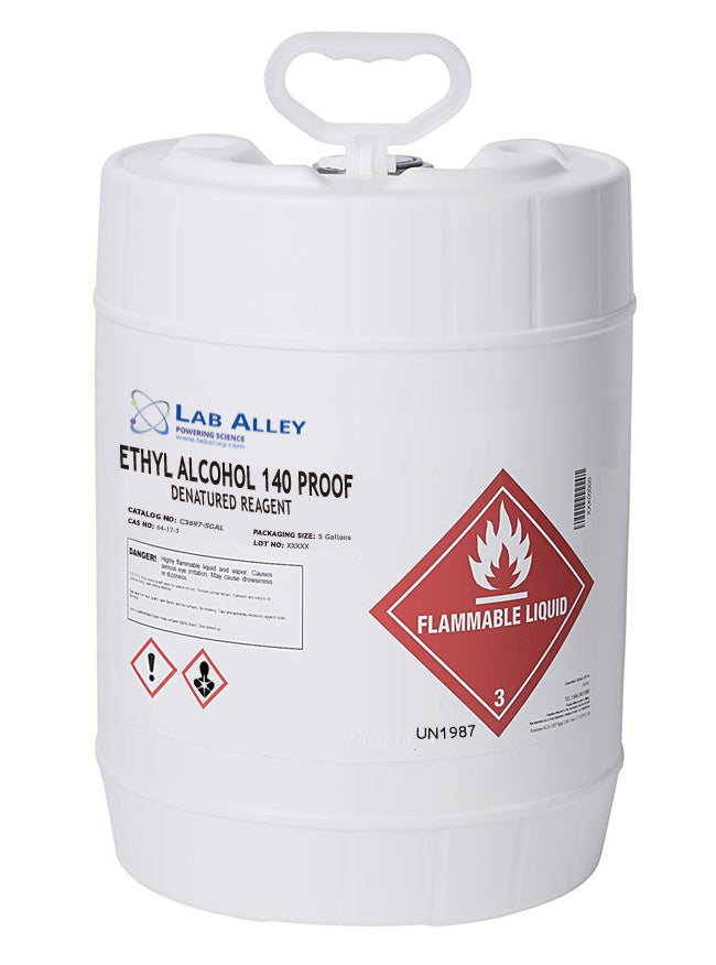 Ethanol 140 Proof (70%) Denatured Alcohol, Kosher, 5 Gallons