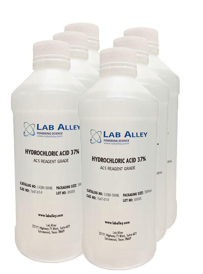 Hydrochloric Acid, ACS Reagent Grade, 37%, 6x500ml