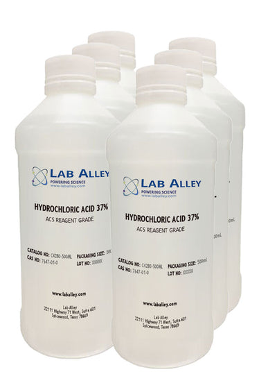 Hydrochloric Acid, ACS Reagent Grade, 37%, 6x500ml