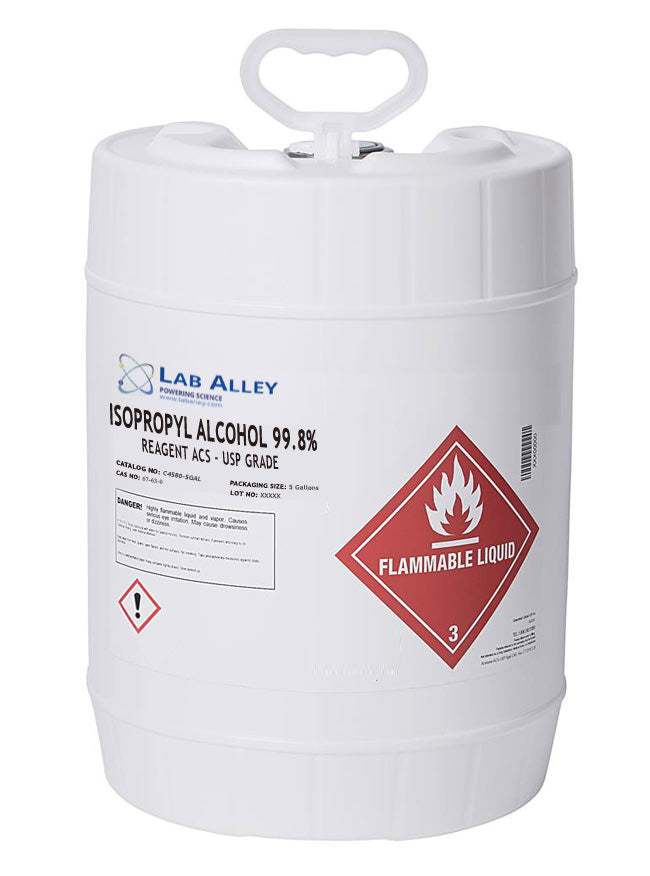 Isopropyl Alcohol 99.8% USP Grade, Kosher, 5 Gallons