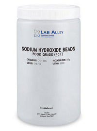 Sodium Hydroxide Beads, Food Grade (FCC), 100g