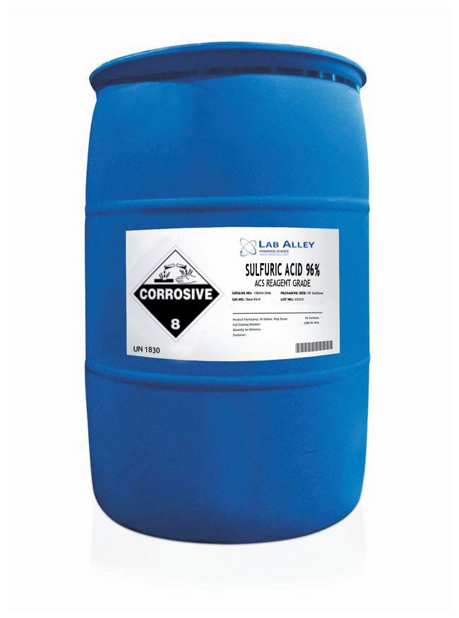 Sulfuric Acid, ACS Reagent Grade, 96%, 55 Gallons