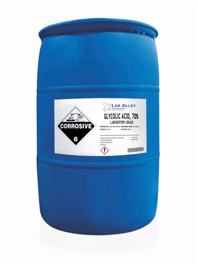 Glycolic Acid 70% Lab Grade, 55 Gallons