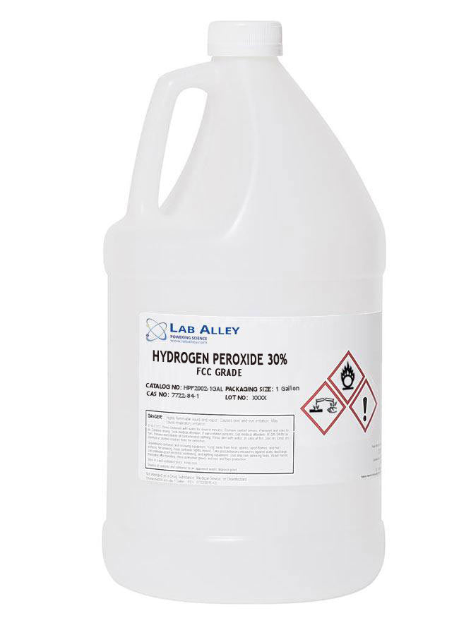 Hydrogen Peroxide 30% Solution, Food Grade, Kosher, 1 Gallon