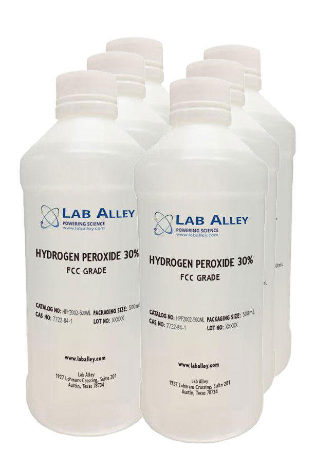 Hydrogen Peroxide 30% Solution, Food Grade, Kosher, 6 x 500mL Case