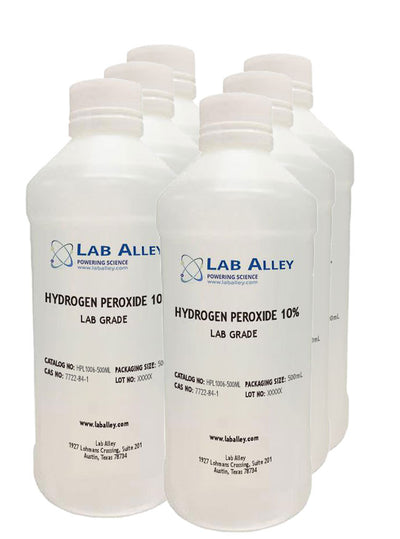 Hydrogen Peroxide, Lab Grade, 10%, 6x500mL