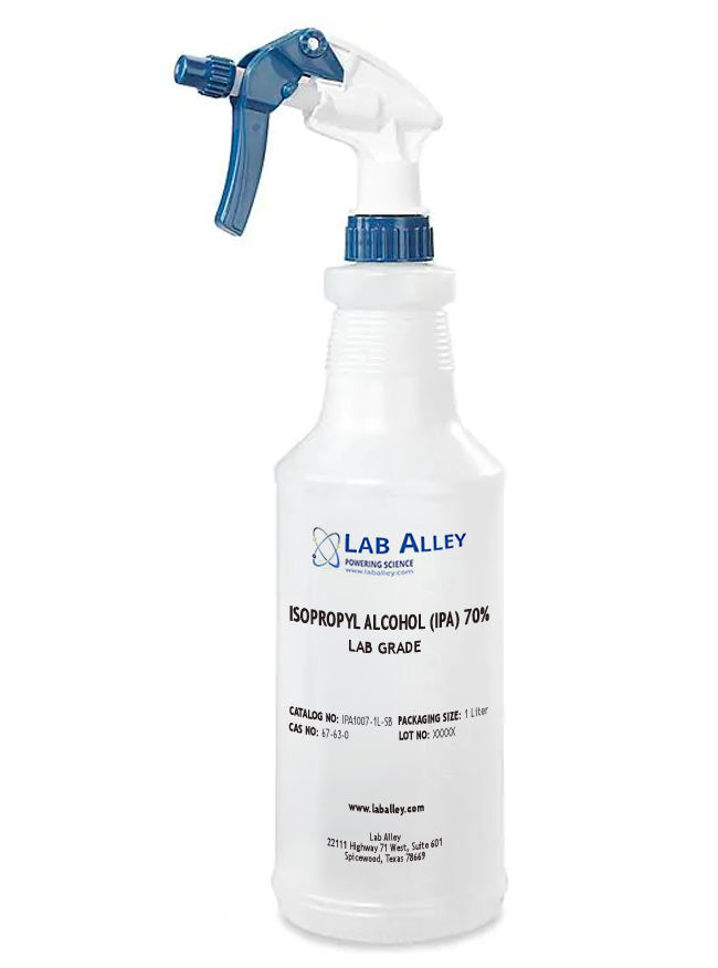 Isopropyl Alcohol with Spray Bottle, Lab Grade, 70%, 1 Liter