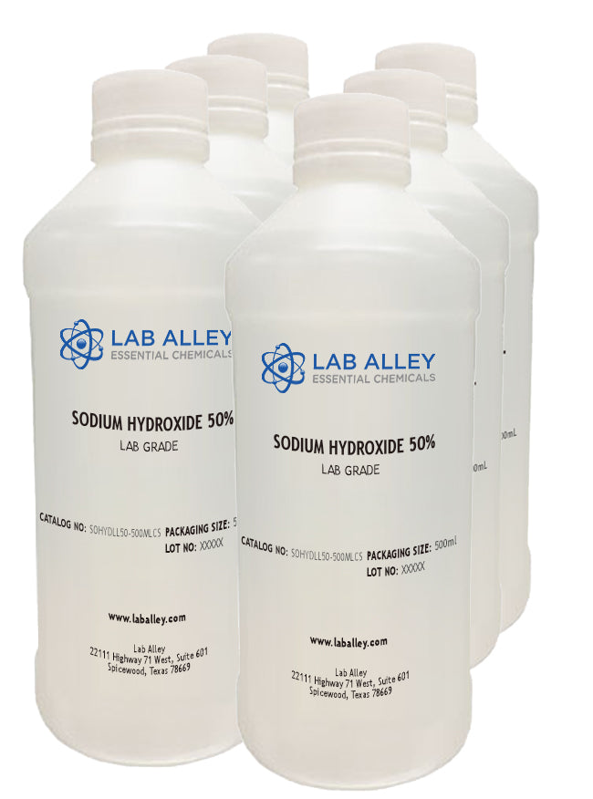 Sodium Hydroxide 50% Solution, Lab/Technical Grade, 6 x 500mL Case